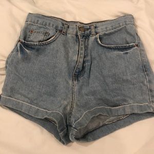 High Rise Light Blue Denim Shorts